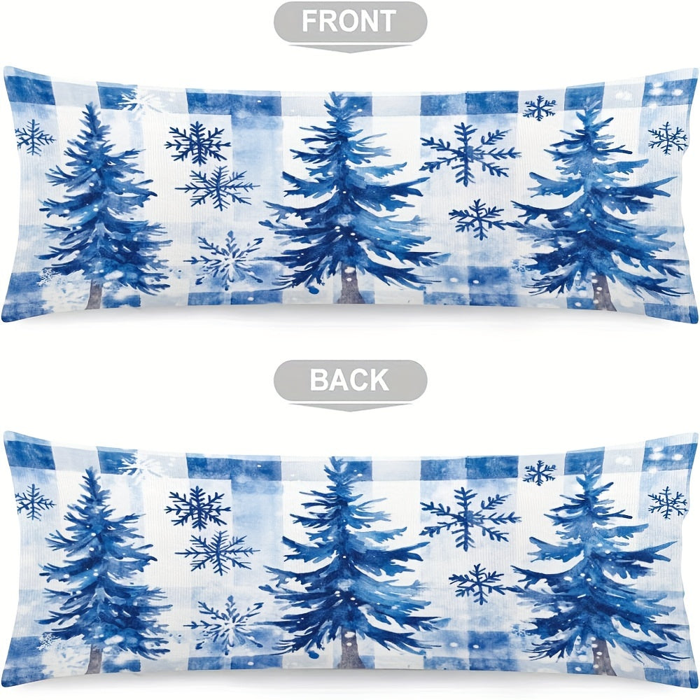 Festive Christmas Tree Decorative Pillow Cover Double-Sided Woven Polyester for Sofa and Home Decor
