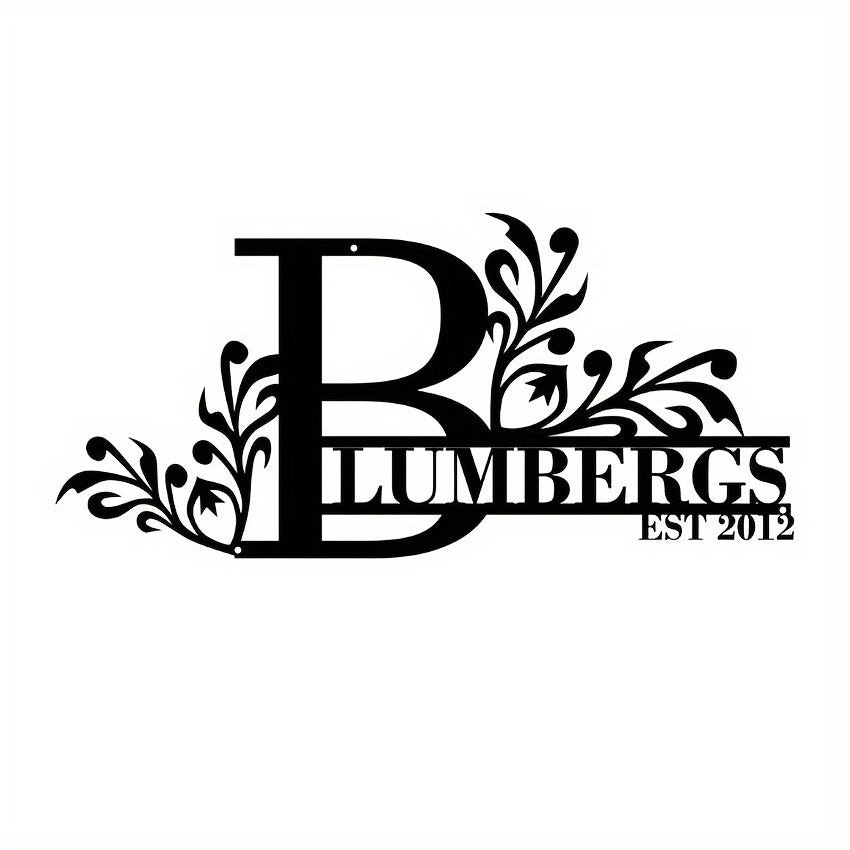 Personalized Metal Family Name Sign Custom Last Name and Date Outdoor Door Hanger