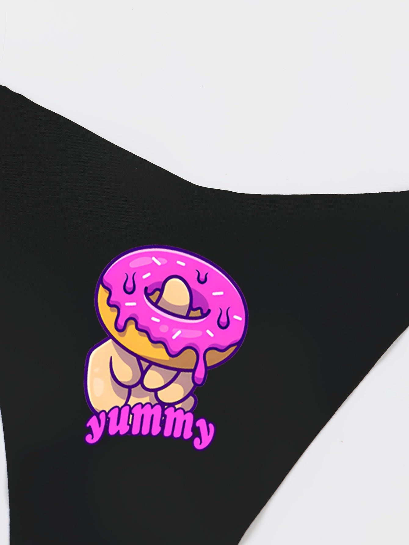 Women's Thong Underwear Breathable Donut Print Letter Graphic Nylon Fabric