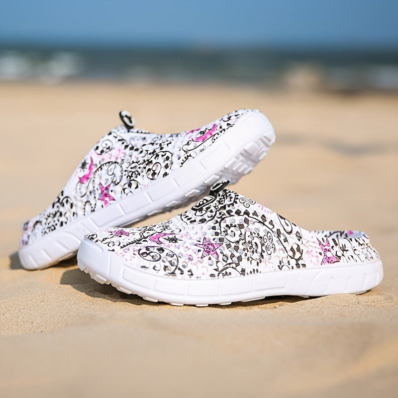Women's Star And Moon Print Flip Flops EVA Beach Shoes All-Season