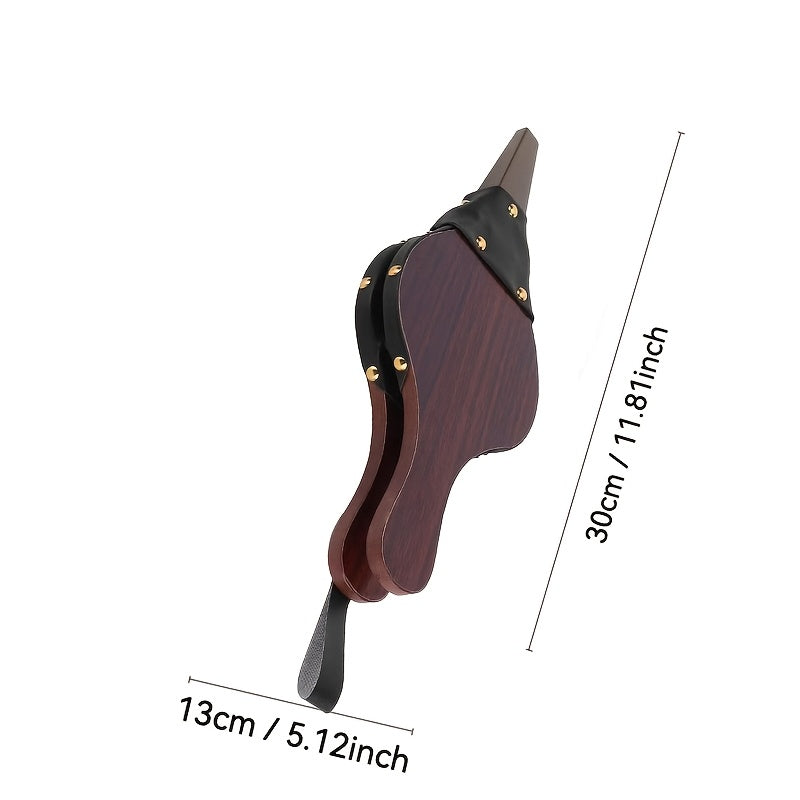 Handcrafted Wooden Fireplace Bellows with Leather and Brass Rivets for Fireplaces and Camping