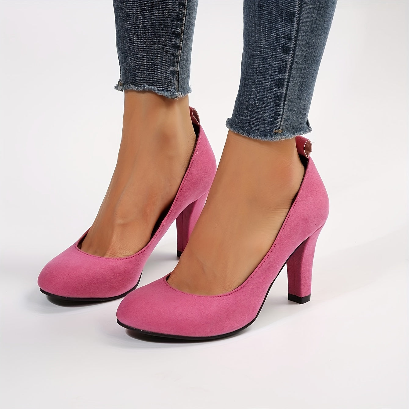 Women's Block Heels High Heel Mary-Jane Solid Color Fabric for Bridal and Special Occasions