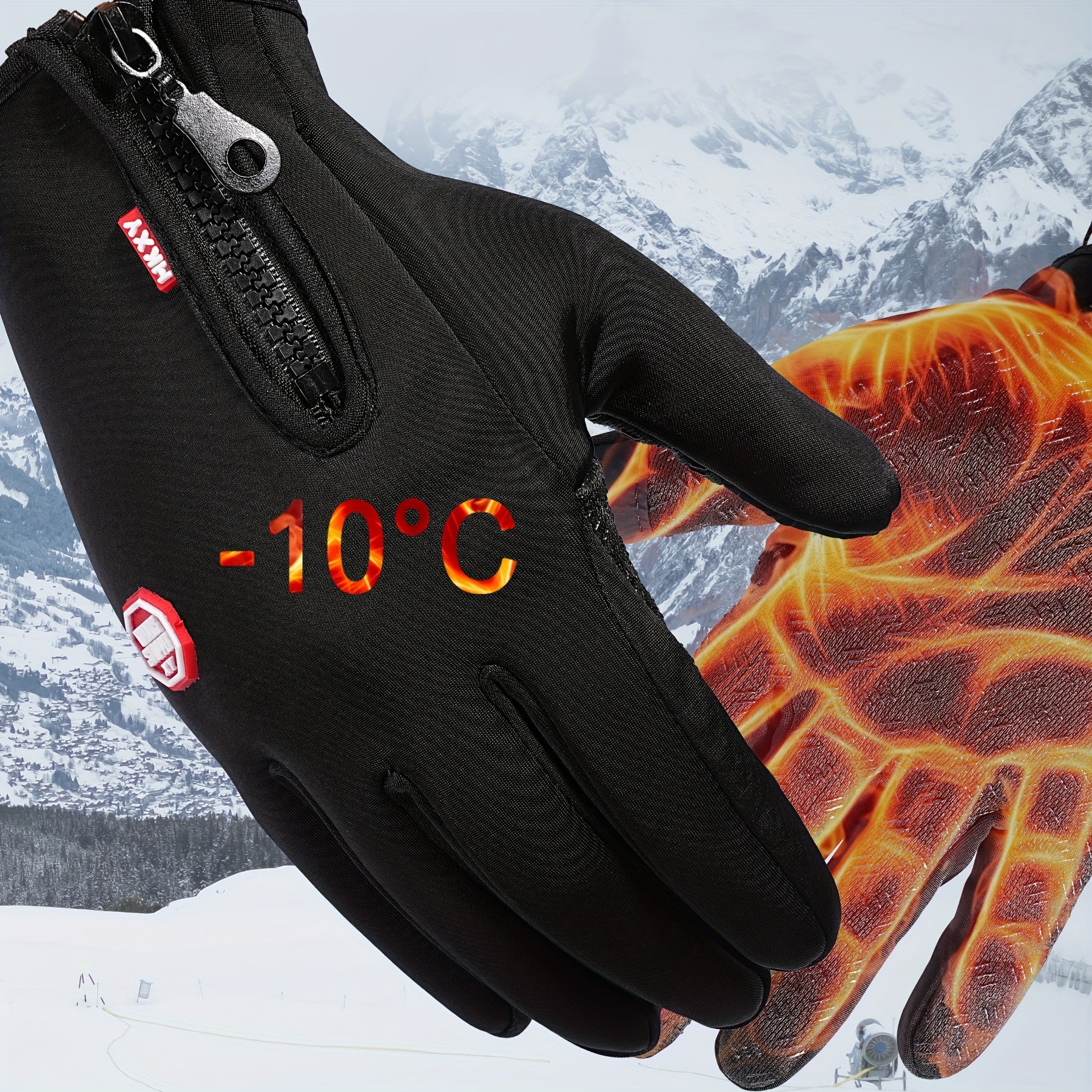 Unisex Fleece-Lined Gloves with Touchscreen Compatibility Nylon Durable Warm Tie Dye for Outdoor Sports