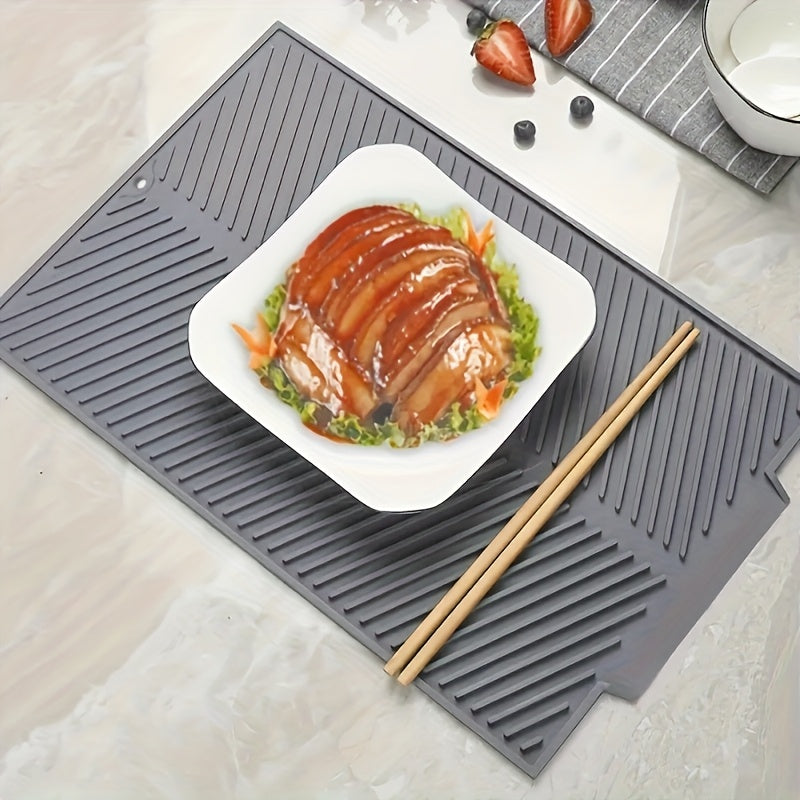 Alfombrilla de silicona para secar utensilios de cocina, resistente al calor, apta para lavavajillas, plegable, tapete de drenaje, 1 pieza