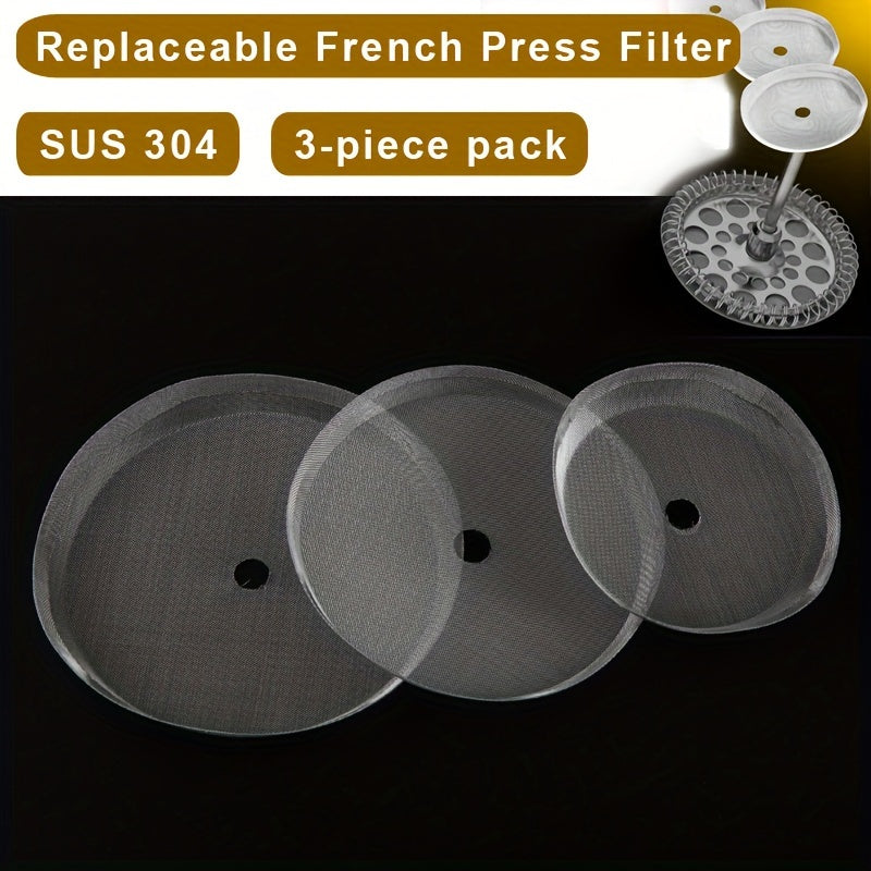 Filtro de repuesto de acero inoxidable 304 para prensa francesa, pieza duradera para cafetera