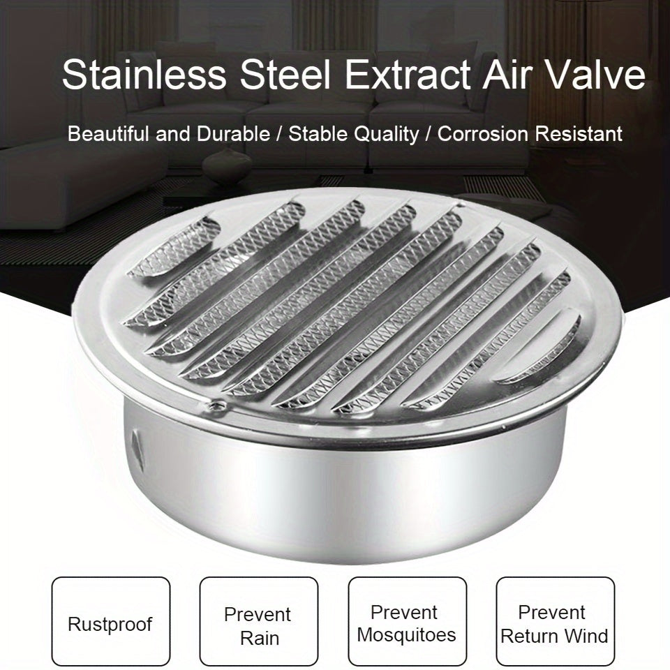 4 dyuymli zanglamaydigan po'latdan yasalgan quritgich vent qopqog'i, dumaloq devor vent grill, havo ventilyatsiyasi