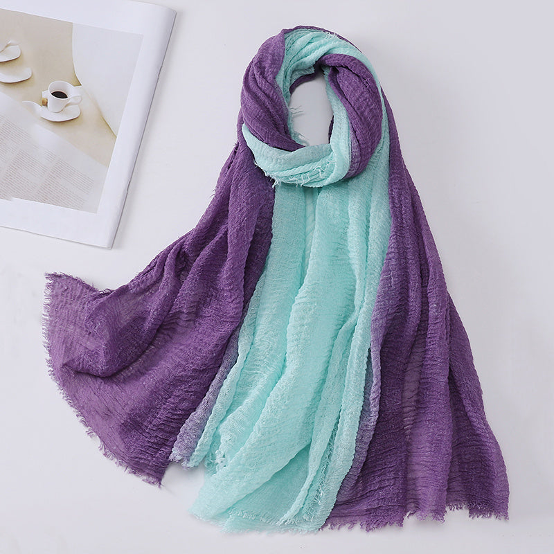 Women's Bohemian Gradient Hijab Scarf Polyester Stretchy Tie-Dye Multi-Color for Outdoor and Ramadan