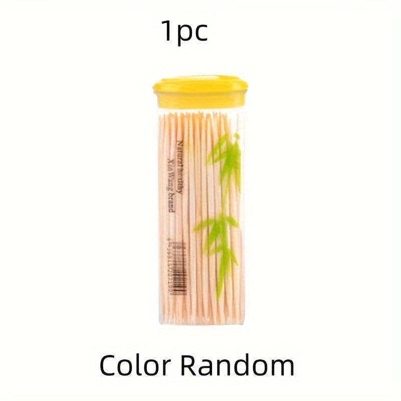 Portable Bamboo Toothpick Dispenser with Disposable Toothpicks