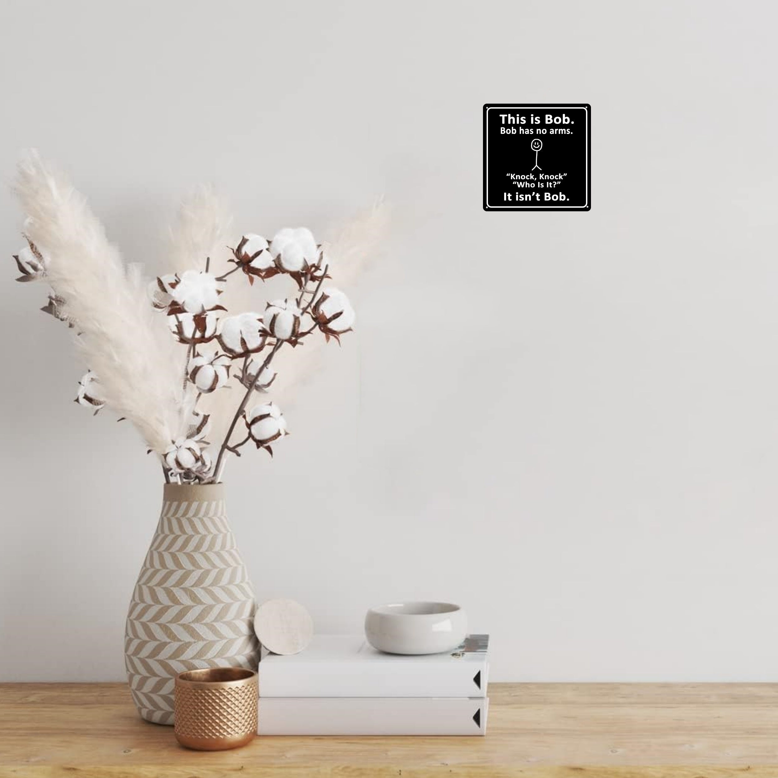 Funny Metal Tin Sign No Arm Bob 7.87x7.87 Inch Wall Art for Home Bar Cafe Garage Farmhouse Decor