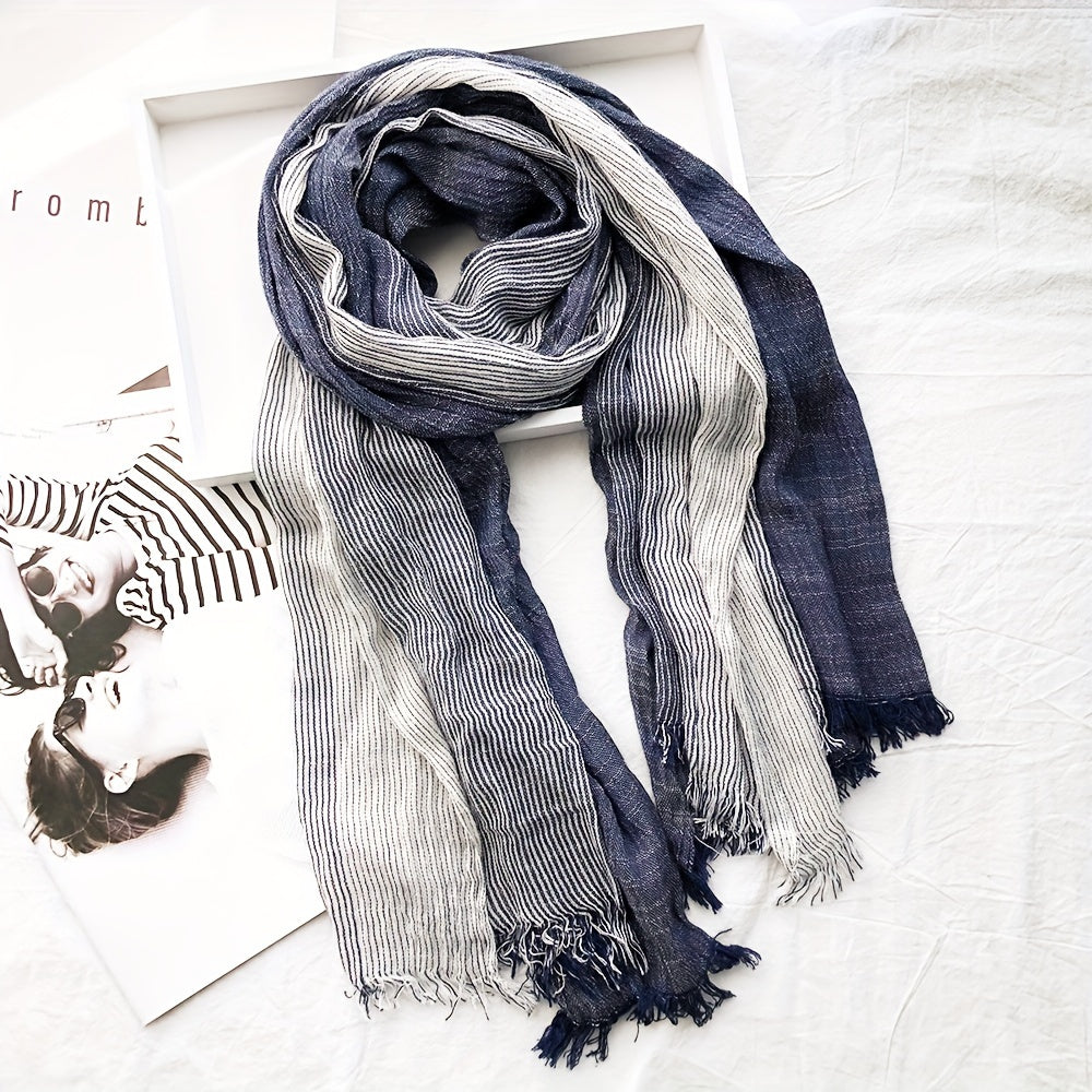 Classic Striped Tassel Scarf for Women, Lightweight Fashion Accessory