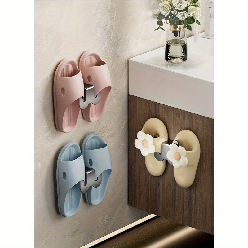 Wall-Mounted Shoe Organizer No-Drill Installation Space-Saving for Bathroom RV Dorm