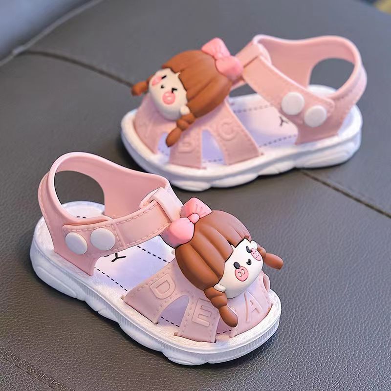 Girls Summer 2024 Cartoon Princess Sandals Toddler Infants PVC Low Top Buckle Closure