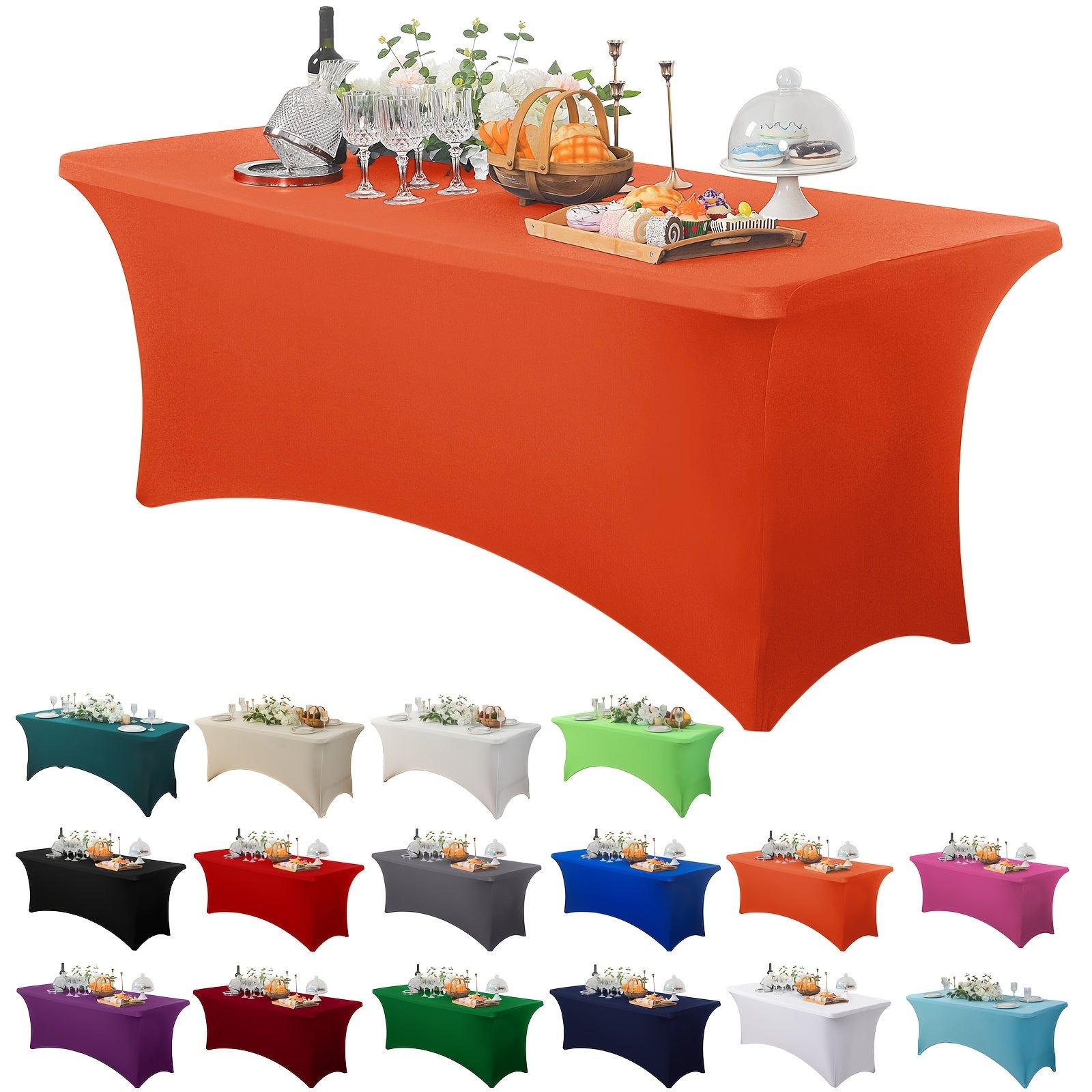 Stretch Spandex Tablecloth for Weddings Parties and Events Durable Polyester Blend Mixed Color