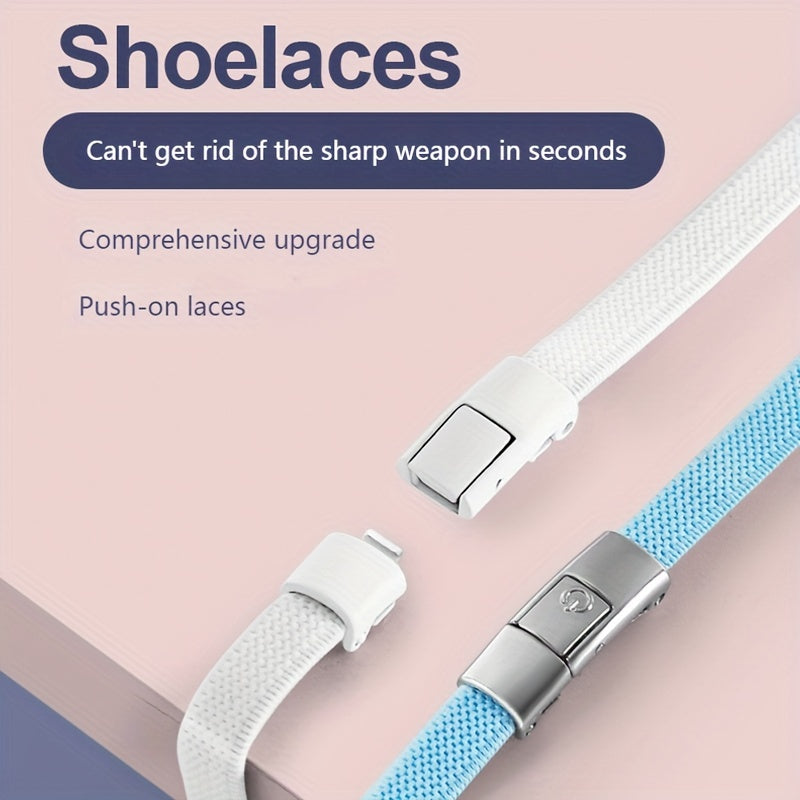 Unisex Elastic No Tie Shoelaces Set Widened Flat Dress Shoe Laces