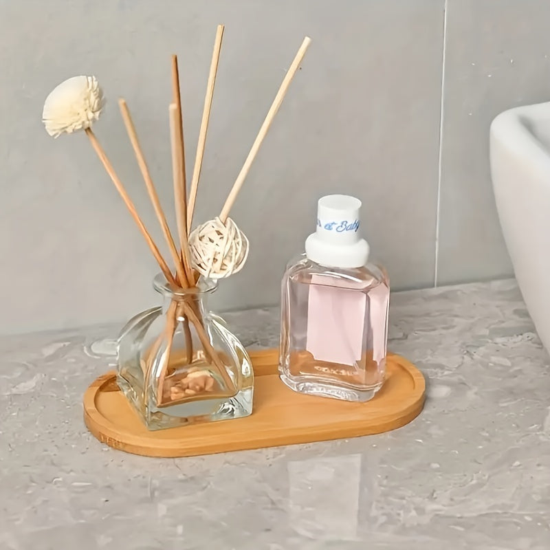 Bandeja de servicio de bambú para cocina y baño con tazas de té, cosméticos y decoración del hogar