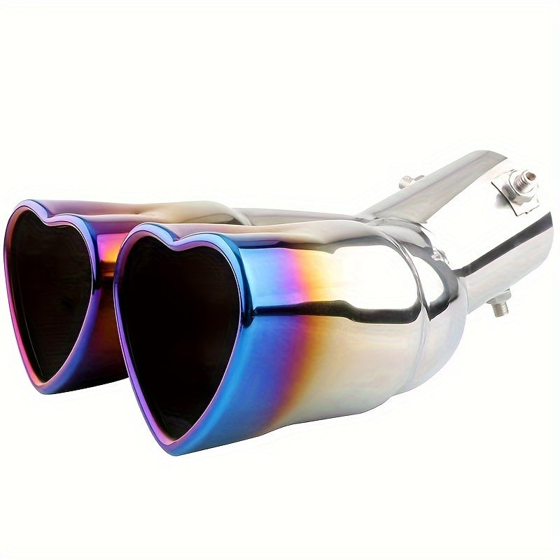 Car Stainless Steel Dual Outlet Heart-Shaped Exhaust Tailpipe 3.81-5.84 cm