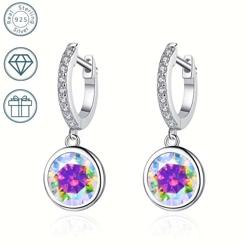 Sterling Silver Moissanite Bubble Hoop Earrings Unisex Gift for Birthday Christmas Valentine