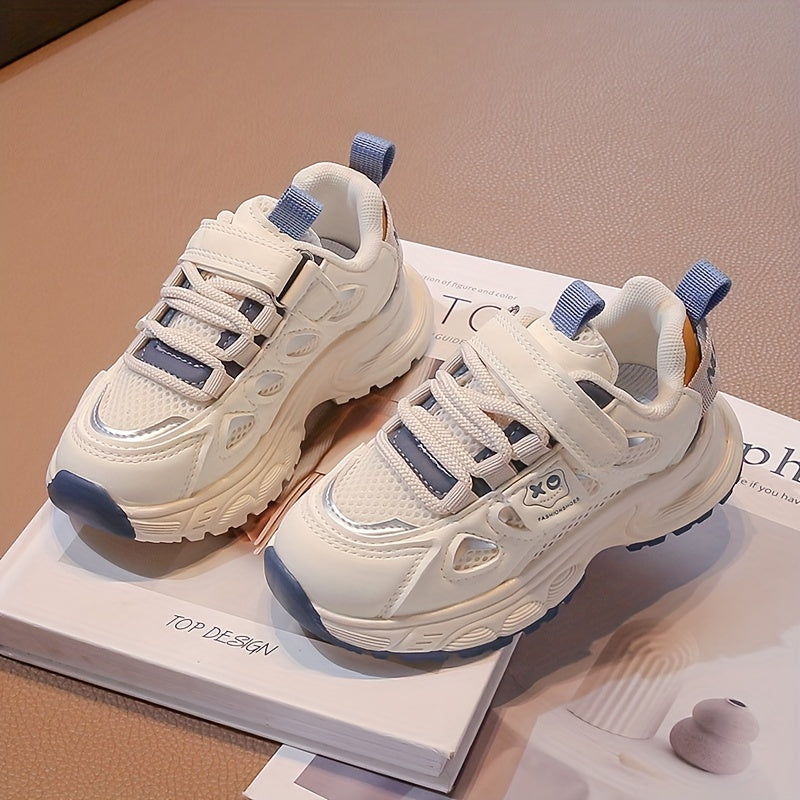 Kids' Mesh Sneakers with Strap Closure for Boys and Girls, Low Top, Rubber Sole