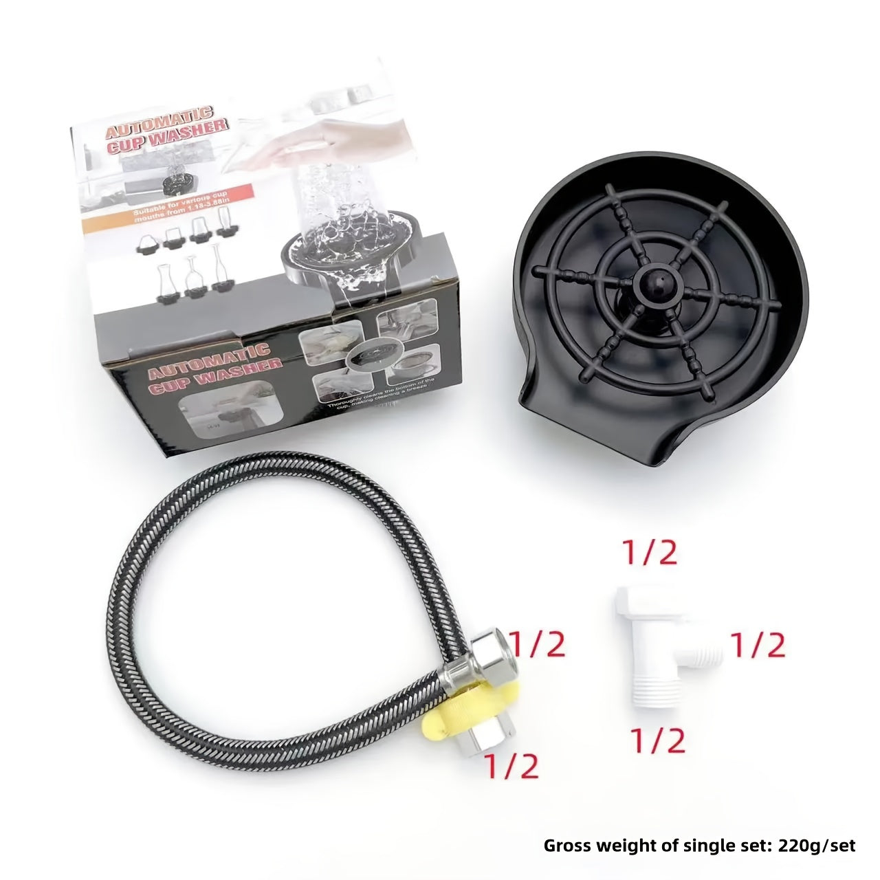 Set of 3 Kitchen Cleaning Tools Including Bottle Brush Glass Cleaner and Sink Brush