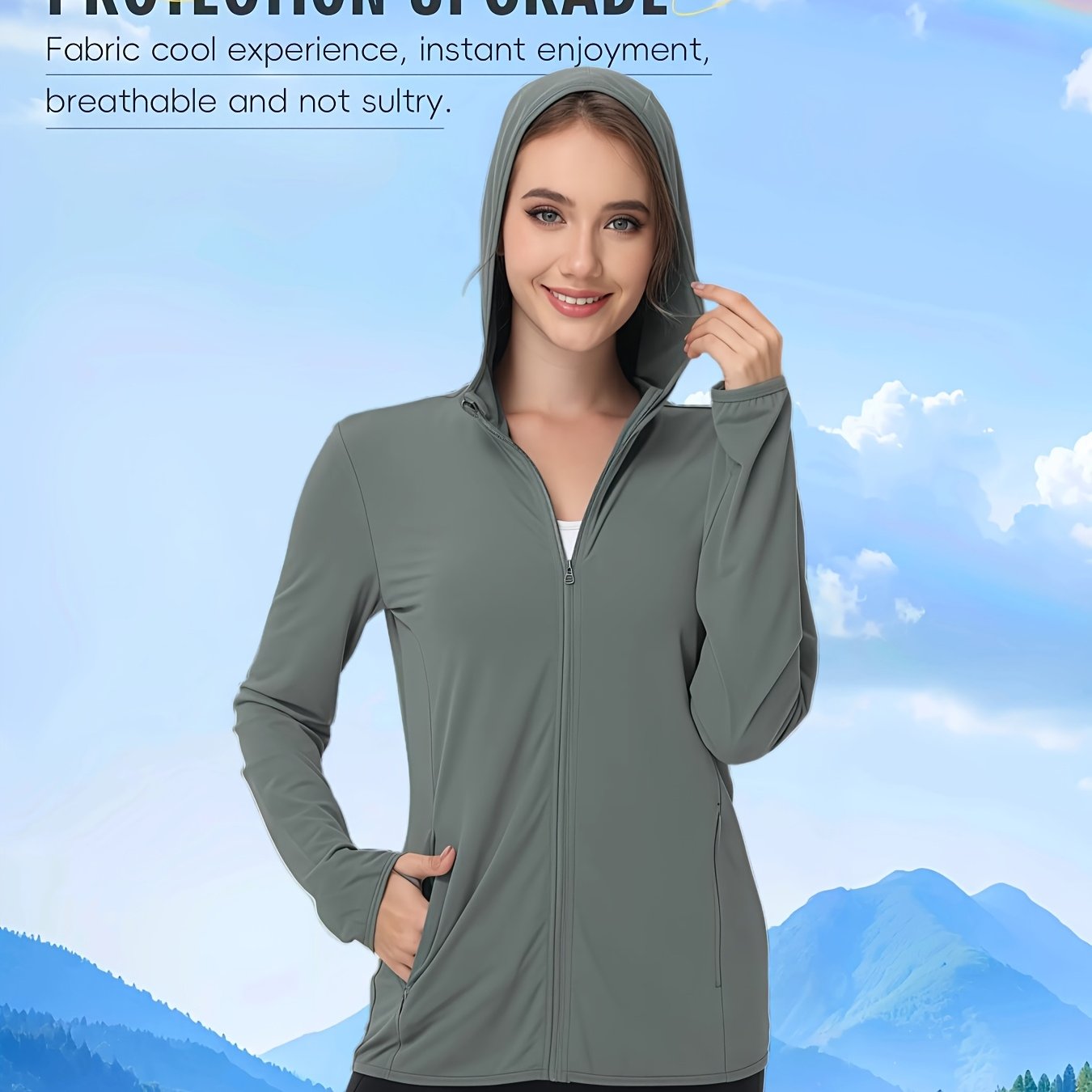 Plus Size Women's Lightweight Breathable Hooded Jacket for Outdoor Activities