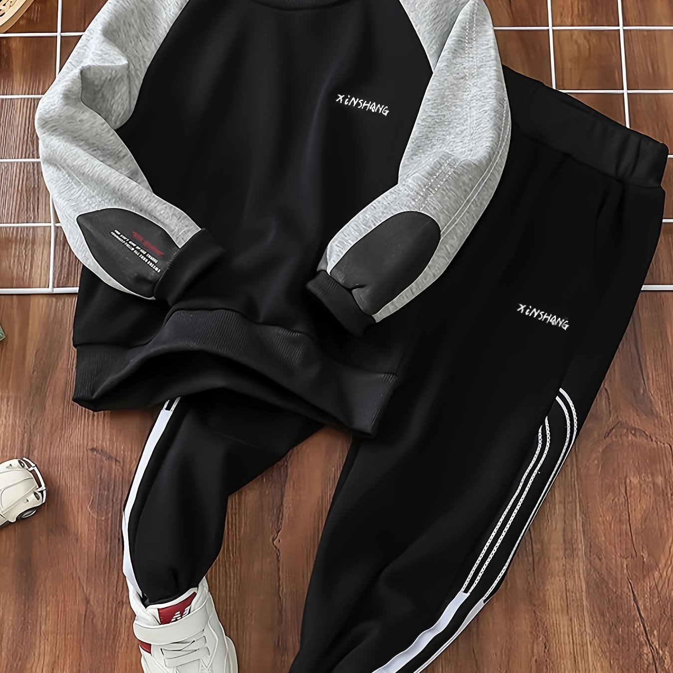 Boys' 2-Piece Casual Outfit Set Long Sleeve Letter Print Sweatshirt Joggers Cotton Blend Spring Fall