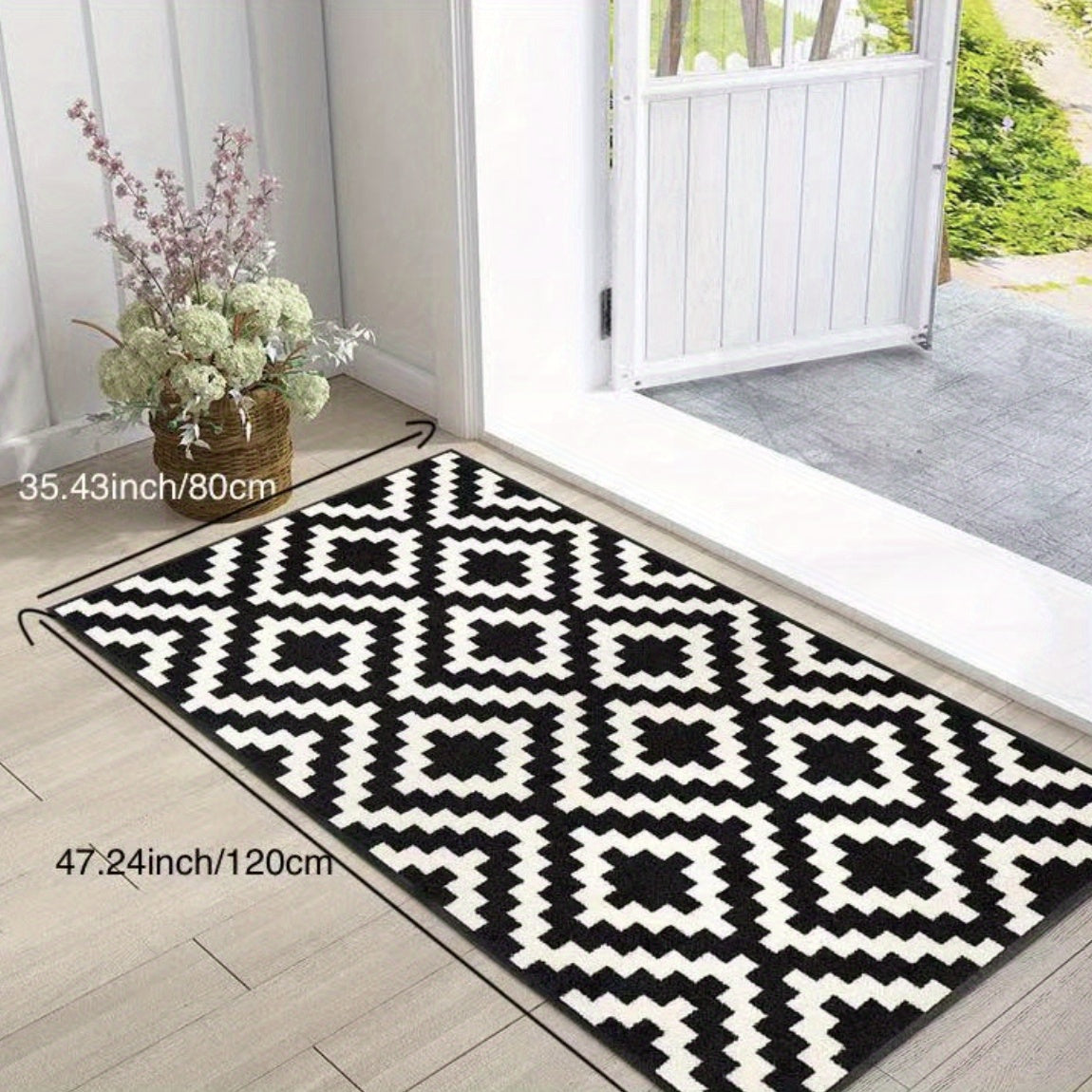 Plaid Doormat Non-Slip Stain-Resistant Entryway Rug with Velvet Backing