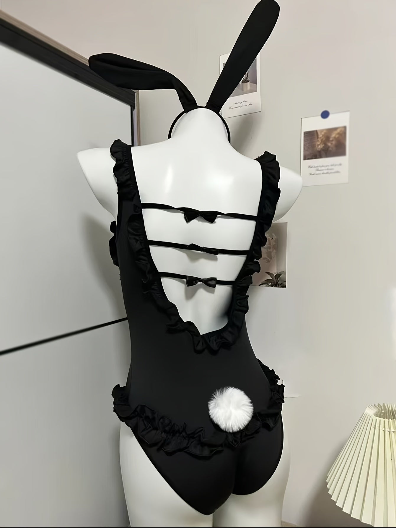 Women's Bunny Costume with Open Design and Tail for Cosplay and Parties