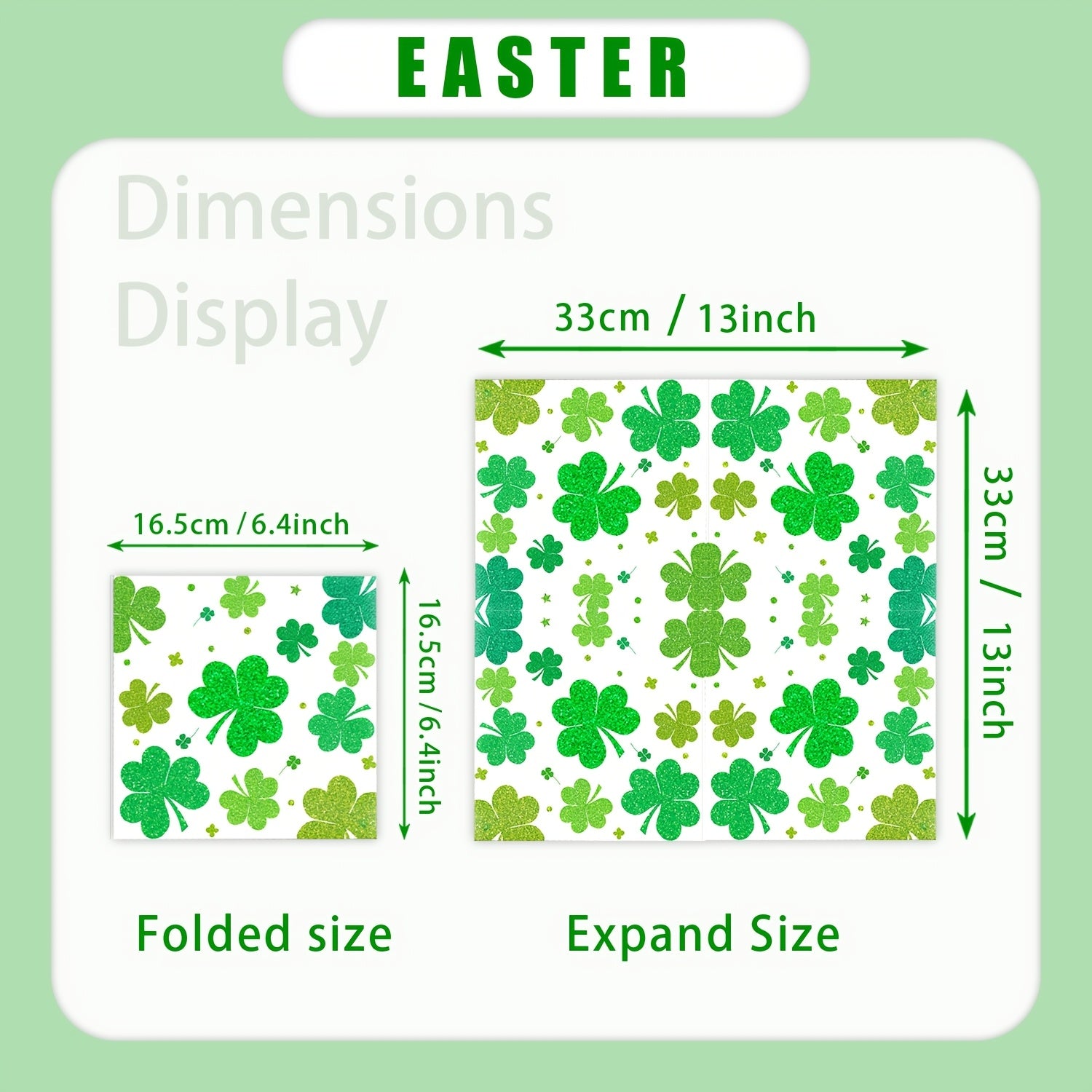 24-Count St. Patrick's Day Glitter Shamrock Paper Napkins 3-Ply Multifold