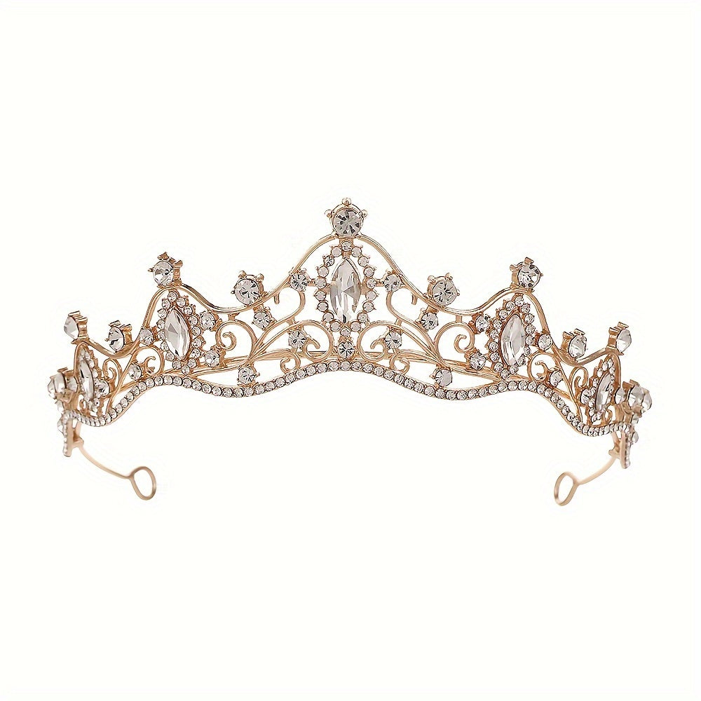 Diadema de princesa de metal para mujer con corona de cristales verdes, accesorio para el cabello de novia para bodas