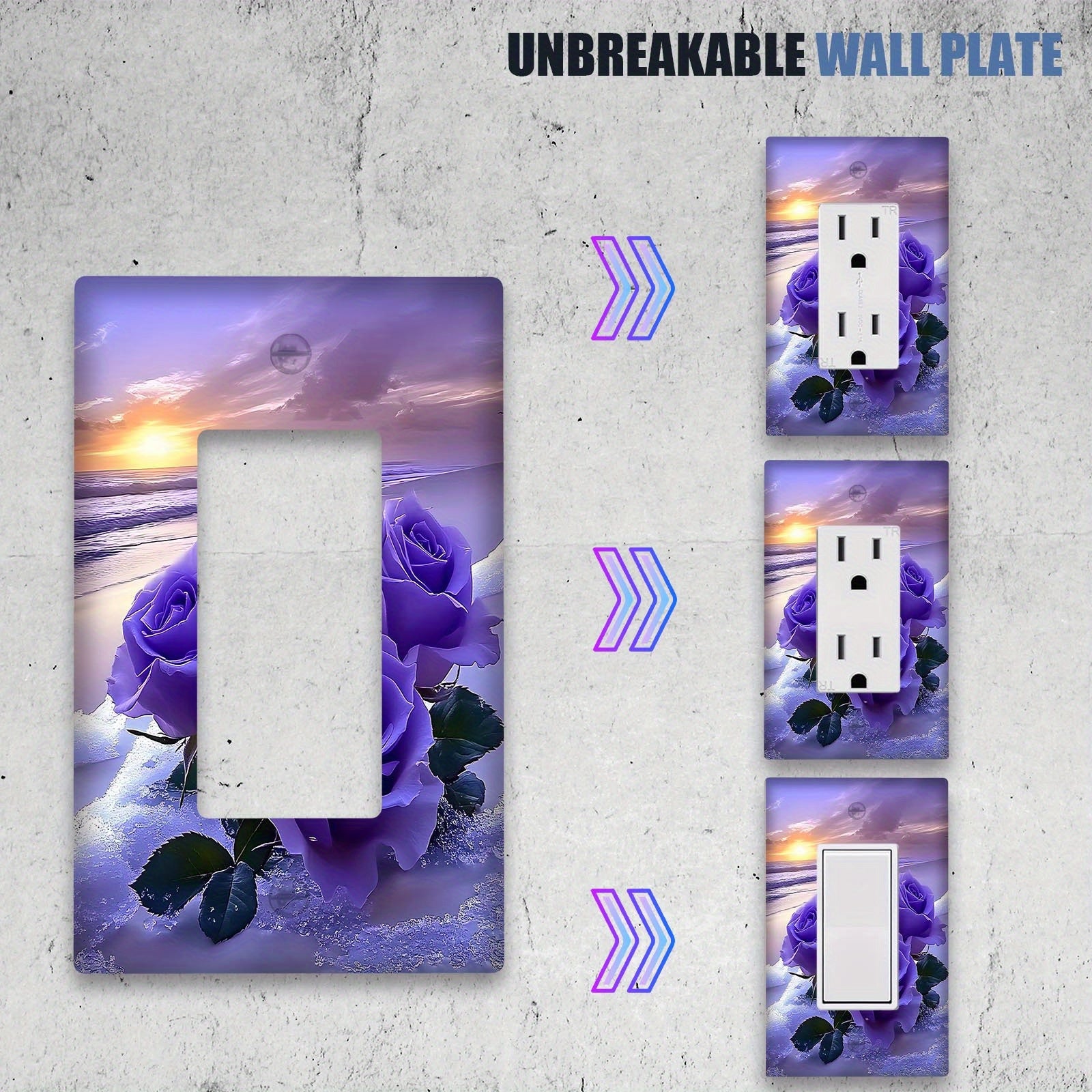 Lavender Purple Rose Wall Plate Cover with Socket Switch Decor for Indoor and Outdoor Use
