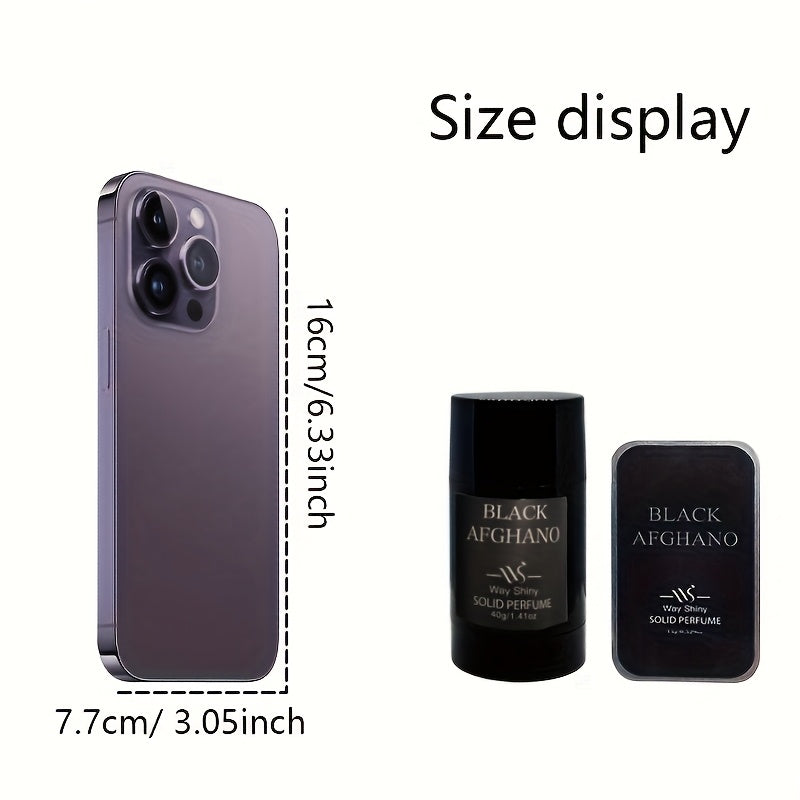 Men's Solid Perfume Stick Black Woodsy Scent 40g Long-Lasting Plant-Based