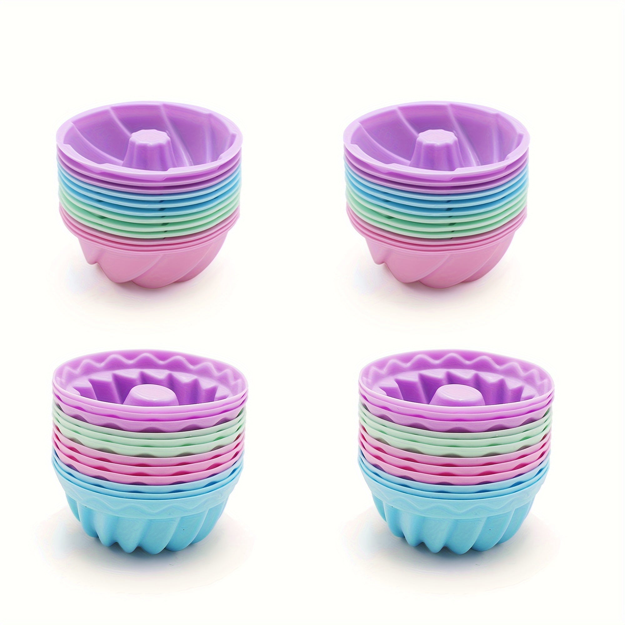 Silicone Bundt Cake Mold Set 12 Mini Fluted Cups 6.35cm Non-Stick Bakeware