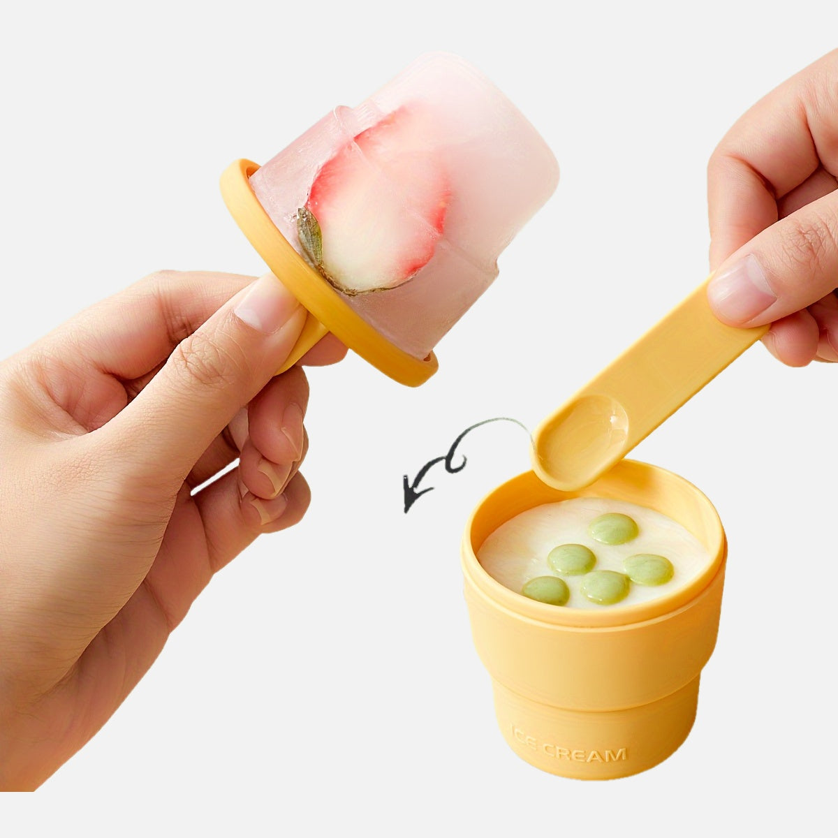 Silicone muz kubi va popsicle qoliplar to'plami BPA-siz, muzlatgichga xavfsiz, yozgi shirinliklar