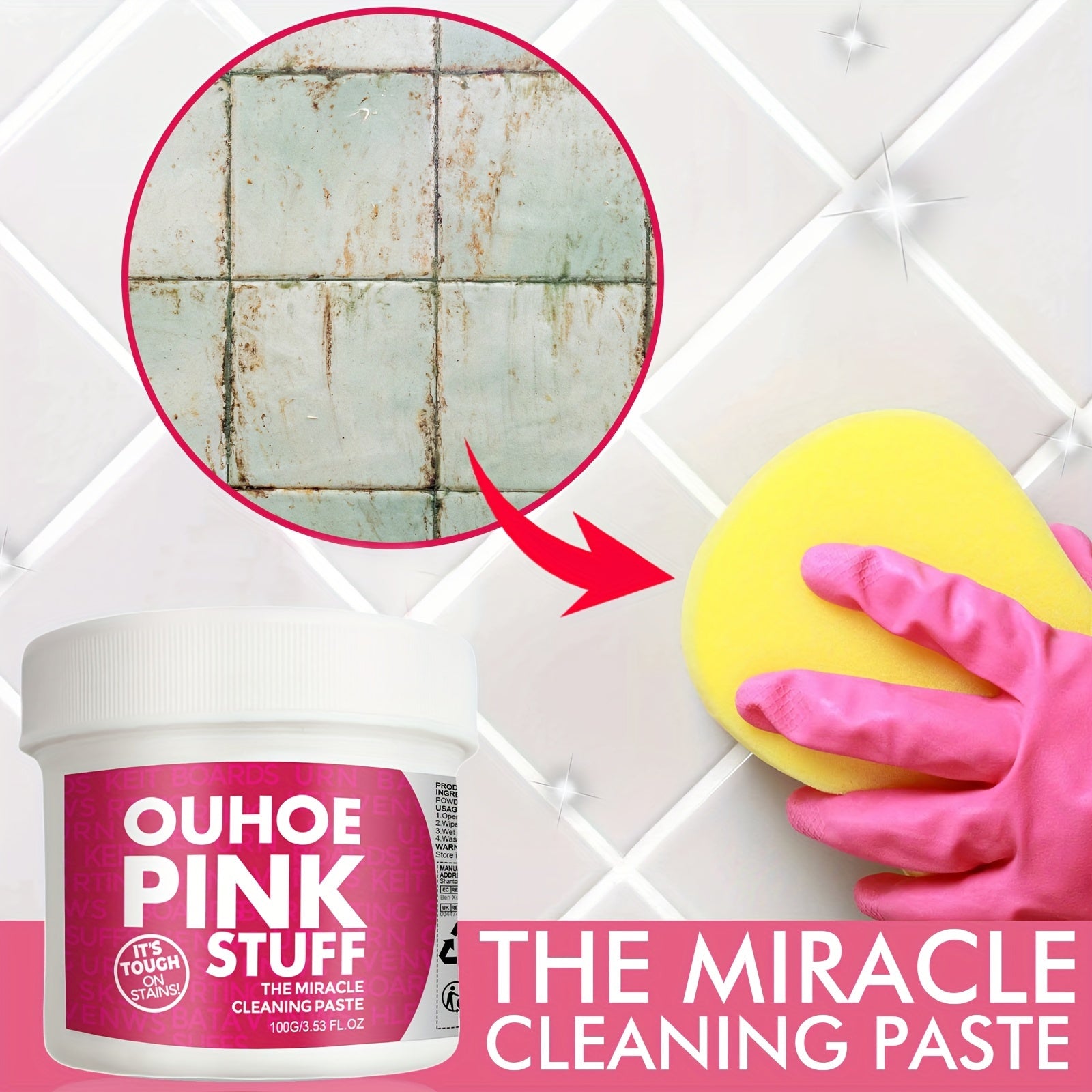 Pink Cleaning Paste for Kitchen Oil Stains Residue Free Gel