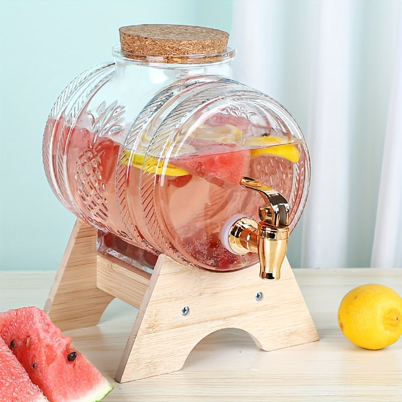 Glass Wine Fermentation Barrel with Faucet Cork Sealed for Brewing and Beverages