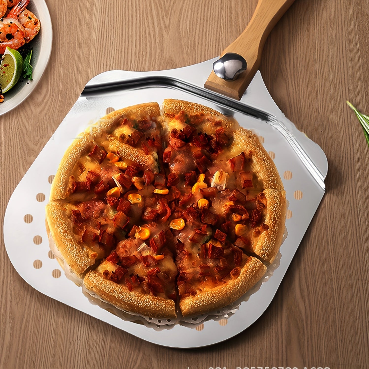 Набор инструментов для пиццы из высококачественной нержавеющей стали 304, включая основу для пиццы, деревянную ручку для корки пиццы, лопатку и нож, подходит как для домашних, так и для уличных печей.