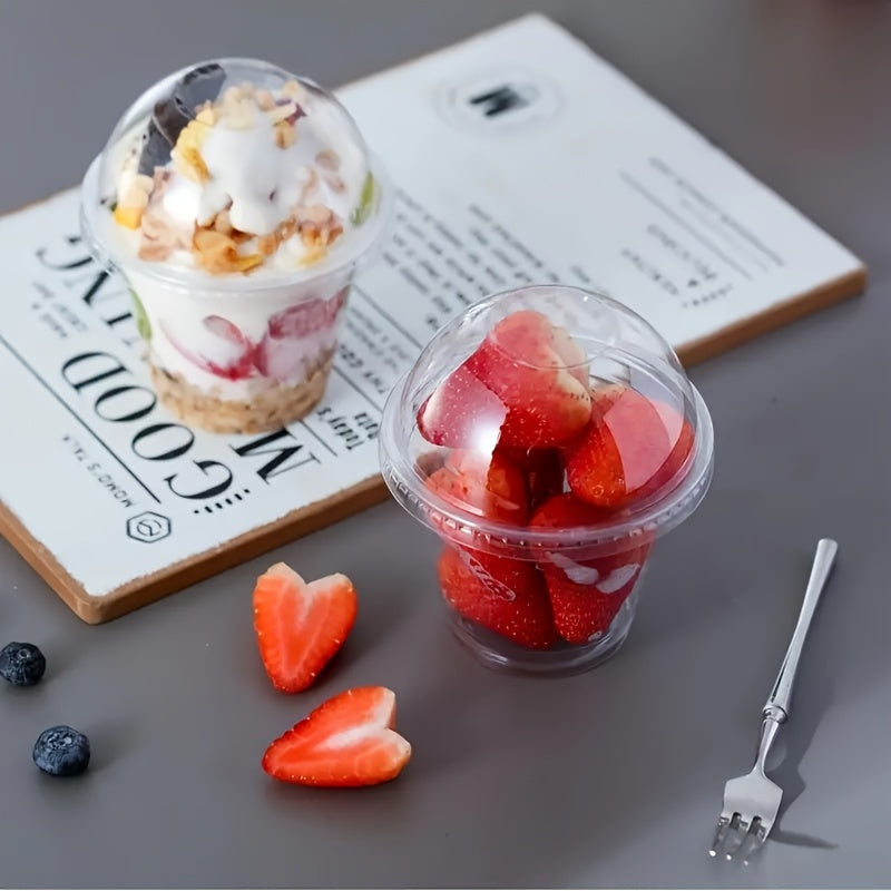 Disposable Plastic Cups with Dome Lids Pack of 50 or 100 for Ice Cream Desserts