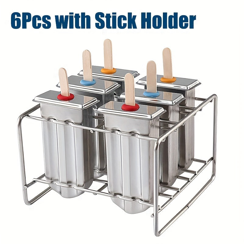 6 or 10 Piece Stainless Steel Popsicle Molds Set with Cover and Sticks