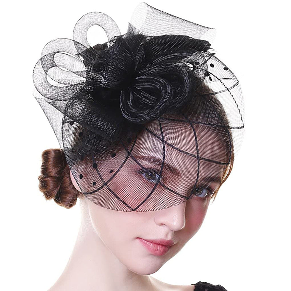 Mesh Flower Fascinator Hat for Women Tea Party Church Headwear