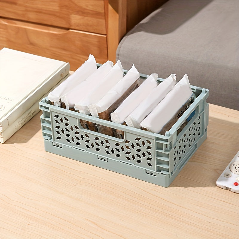 Plastic Folding Storage Basket with Handle for Snacks Fruits and Cosmetics