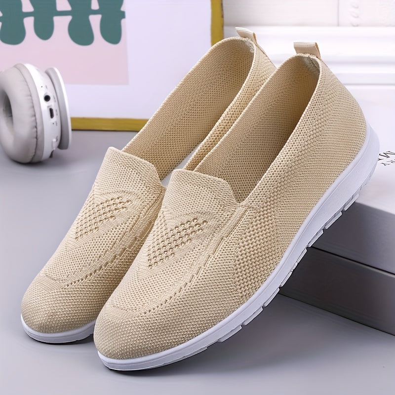 Women's Slip-On Loafers Breathable Fabric Casual Flats Black Brown For All Seasons