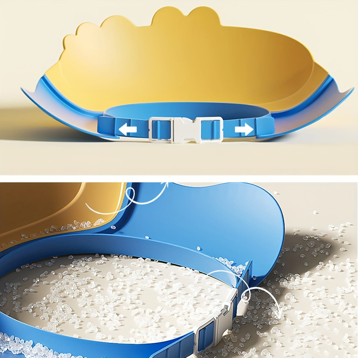 Kids Waterproof Shower Cap with Dinosaur Design Ear Protection Adjustable Fit Blue and Yellow