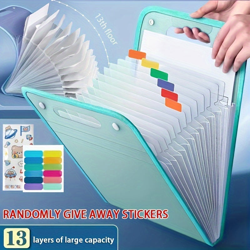 Waterproof A4 Vertical File Organizer with 13 Pockets Multi-Color PP Office Storage