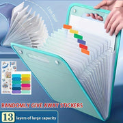 Портативная вертикальная сумка-органайзер для файлов A4 с 13 сетками, утолщённый PP, застёжка-клип для офиса и хранения данных