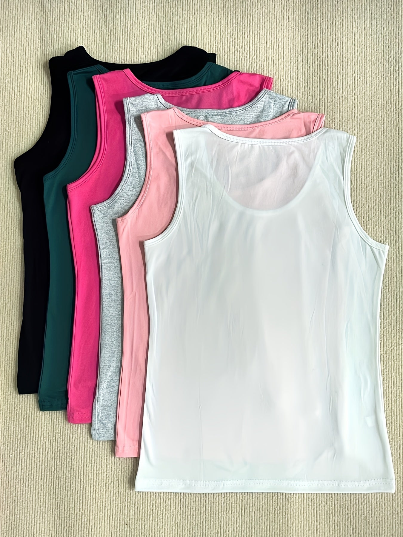 Women's Plus Size Sleeveless Tank Tops Cotton Casual Layering Basic 6 Pack