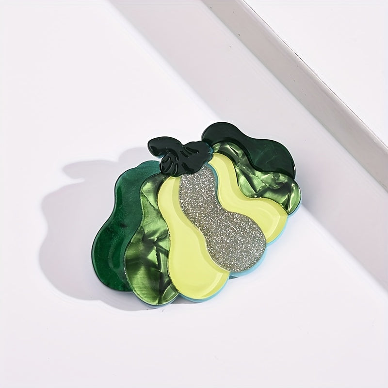 Green Cartoon Fruit Pumpkin Brooch with Acetic Acid Material