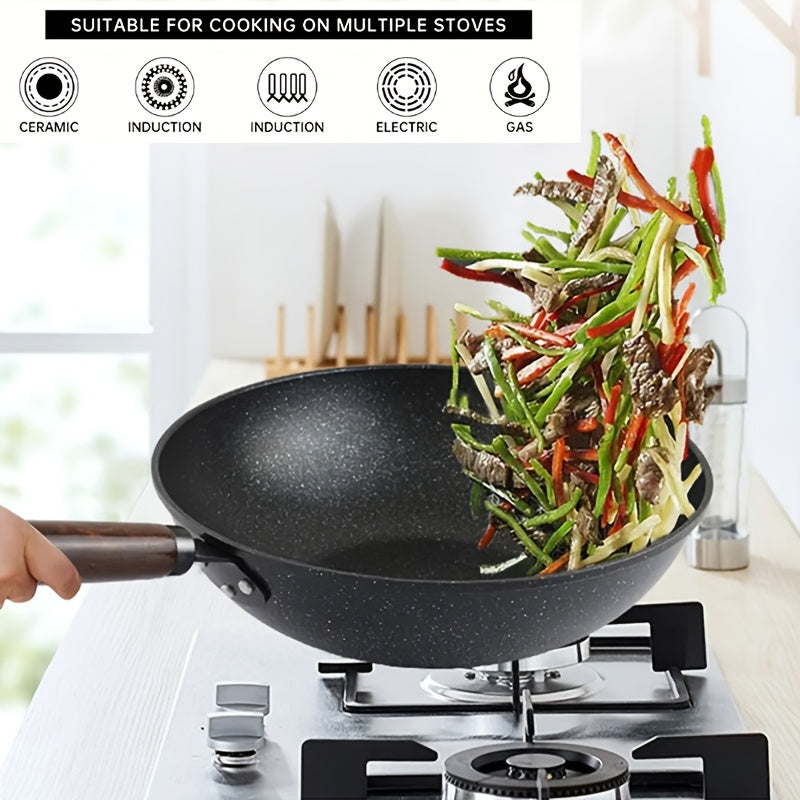 12-Inch Non-Stick Medical Stone Skillet Frying Pan Wok for Induction Gas Stoves