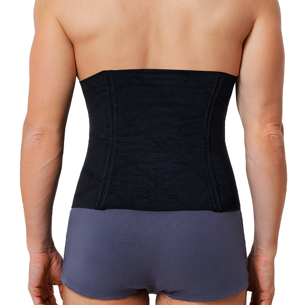 Men's Slimming Waist Trainer Black Breathable Nylon Spandex Seamless Waistband for Toning and Active Use