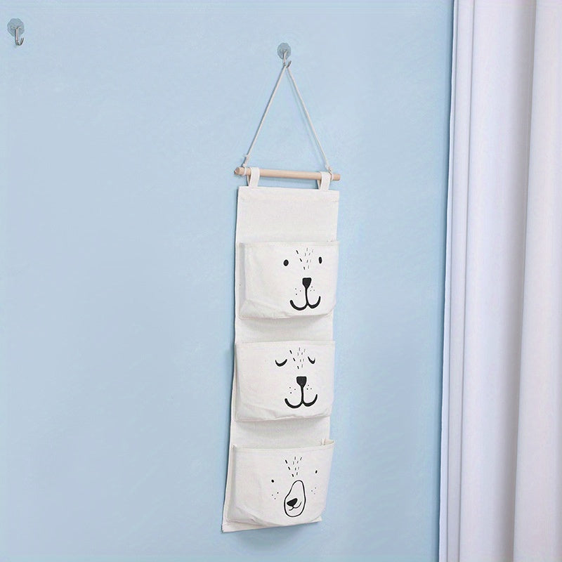 Cartoon Bear Wall Organizer with Plastic Over-the-Door Pockets for Bedroom Bathroom Kitchen