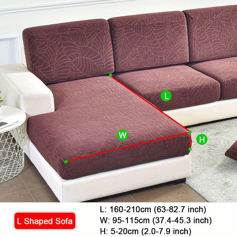 Waterproof Jacquard Sofa Cushion Cover with Leaf Pattern for 1/2/3-Seater and Sectional Sofas Machine Washable Living Room Home Decor